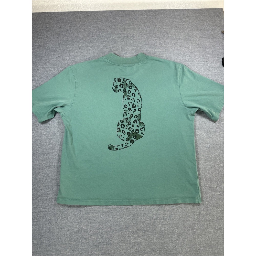 Adidas Women's Animal Leopard Print Loose Graphic T-Shirt Teal Medium
